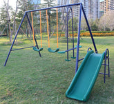 3 in 1 Swing Set With Belt Swing, Slide, Glider for Backyard