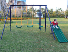 3 in 1 Swing Set With Belt Swing, Slide, Glider for Backyard