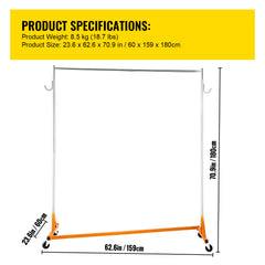 Z Rack, Industrial Grade Z Base Garment Rack, Height Adjustable Rolling Z Garment Rack, Sturdy Steel Z Base Clothing Rack w/ Lockable Casters for Home Garment Store Display Commercial Use Orange