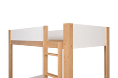 Contemporary Style Twin Over Twin Bunk Bed Lock Joint Side Rails Natural White Finish Bedroom Furniture