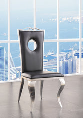 Cyrene Black Synthetic Leather & Stainless Steel Side Chair (Set of 2)