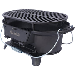 Oval Cast Iron Grill Outdoor, Portable Charcoal Grill and Tabletop Cast Iron Skillet - 100% Cast Iron, Durable, Small Charcoal Grill, Camping Stove, Hibachi Grill