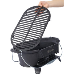 Oval Cast Iron Grill Outdoor, Portable Charcoal Grill and Tabletop Cast Iron Skillet - 100% Cast Iron, Durable, Small Charcoal Grill, Camping Stove, Hibachi Grill