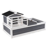 Tortoise Habitat Wooden Tortoise House Indoor/Outdoor 3-Room 44x25.6x24in