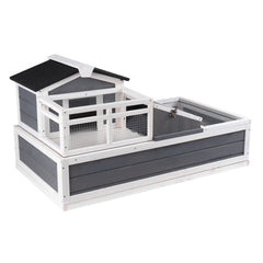 Tortoise Habitat Wooden Tortoise House Indoor/Outdoor 3-Room 44x25.6x24in
