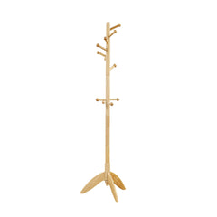 Natural Finish Coat Rack Solid Wood, 11 Hooks Coat Hanger Stand Entryway Home Furniture 1pc