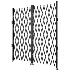 Double Folding Security Gate, 5.1' H x 10.2' W Folding Door Gate, Steel Accordion Security Gate, Flexible Expanding Security Gate, 360° Rolling Barricade Gate, Scissor Gate or Door with Keys