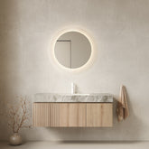 MURI 48" Bathroom Vanity&Sink, Floating Plywood Storage Cabinet with Drawer&Doors, Light Gray Sintered StoneTop&Ceramic Basin with 1 Pre-drilled Faucet Hole, Pre-assembled, White Oak Woodgrain Color