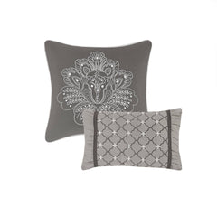 5-Piece King 5 Piece Reversible Jacquard Bedspread Set,Grey