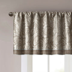 Jacquard Window Valance Blue/Brown 50x18"