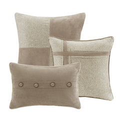 7 Piece Faux Suede Comforter Set Tan Cal King