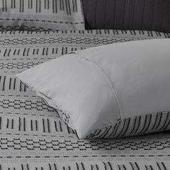 Cotton Jacquard Comforter Mini Set Grey/Black King/Cal King
