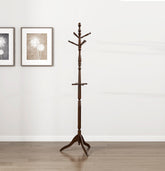Dark Brown Finish Classic Coat Rack Solid Wood, 10 Hooks Coat Hanger Stand Entryway Home Furniture 1pc