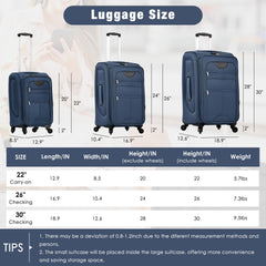 Softside Luggage Expandable 3 Piece Set Suitcase with Duffel Bag Upright Spinner Softshell Lightweight Luggage Travel Set-22/26/30 IN