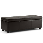 Avalon 48 inch Wide Storage Ottoman Bench in Tanners Brown Vegan Leather