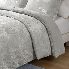 Full/Queen Crushed Velvet Sherpa Reversible Comforter Set