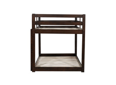 Solid Wooden , Solid Rubber Wooden Twin over Twin Floor Bunk Bed with Ladder ,Upper and Bottom Bed Platforms crafted with Strengthened Slats,Espresso