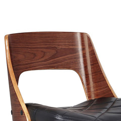 Bentwood Contemporary Modern Stylish Wood Back Adjustable Swivel Bar Stool with Diamond Quilted Finish Curved Seat and Back