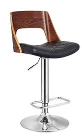 Bentwood Contemporary Modern Stylish Wood Back Adjustable Swivel Bar Stool with Diamond Quilted Finish Curved Seat and Back