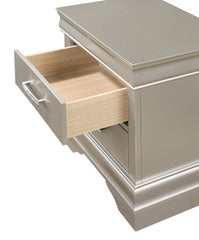 1pc Modern Glam Style Two Drawers Nightstand Champagne Finish Solid Wood Crystal-Like Diamond Tufted Crocodile Texture Bedroom Furniture