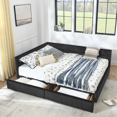 Queen Size Storage Upholstered Tufted Bed Frame, Sofa Bed Frame with Comfortable Backrest and Armrests, Queen Size Bed for Bedroom, Living Room,Velvet, BLACK(85.5''*64.5''*29.5'')