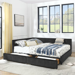 Queen Size Storage Upholstered Tufted Bed Frame, Sofa Bed Frame with Comfortable Backrest and Armrests, Queen Size Bed for Bedroom, Living Room,Velvet, BLACK(85.5''*64.5''*29.5'')
