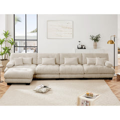 Free Combination, Modular Sectional Sofa,L Shaped Couch for Living Room, 4-Seater Comfy Cloud Couch with Convertible Ottoman, , Chenille Light coffee
