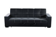 Convertible Sofa in Black Faux Leather