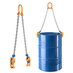 Chain Drum Lifter, G80 Drum Lifting Chain Sling with Thickened Security Hook, 2000LBS Capacity, 1.6ft Long Sturdy Drums Handling Equipment, Carbon Steel Barrel Lifter for Plastic & Metal Drums
