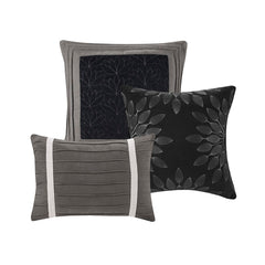 7 PC Pieced Faux Suede Comforter Set Black King