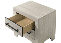 Light Gray Finish Contemporary Nightstand 1pc Metal Handles Central Glide English Dovetail Drawers Bedroom Furniture