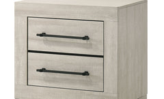 Light Gray Finish Contemporary Nightstand 1pc Metal Handles Central Glide English Dovetail Drawers Bedroom Furniture