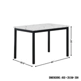 Noyes Metal Dining Table with Laminated Faux Marble Top, Off-White