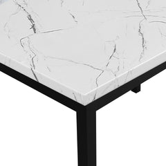 Noyes Metal Dining Table with Laminated Faux Marble Top, Off-White