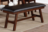 Dark Walnut Finish Wood Framed Back 1pc Dining Bench Only Breakfast Kitchen Cushion Dark Chocolate Faux Leather Seat