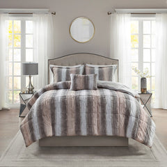 King 4PC Faux Fur Comforter Set
