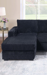 Black Finish 3pc U-Shaped Sectional Set Cushion Back Armless Chairs Right Arm And Left Arm Chaise Primary Living Room Comfortable For 4 People