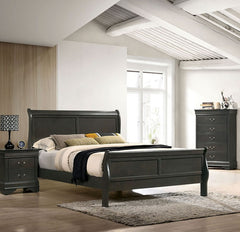 Classic Contemporary Twin Size Bed Gray Louis Phillipe Solidwood 1pc Bed Bedroom Sleigh Bed Furniture