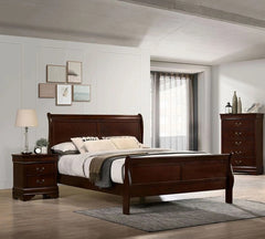 Full Size Bed Cherry Louis Phillipe Solidwood 1pc Bed Bedroom Sleigh Bed Bedroom Furniture Transitional Style