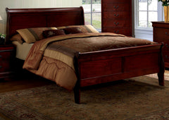 Queen Size Bed Cherry Louis Phillipe Solidwood 1pc Bed Bedroom Sleigh Bed Bedroom Furniture Transitional Style