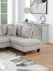 Living Room Furniture 2-PCS Sectional Sofa Set LAF Sofa And RAF Chaise Mushroom Color Tweeted-Like Velvet Tufted Couch Nailheads