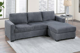 Modern Contemporary Style 2pc Sectional Sofa Right Arm Chaise Left Arm Sofa Plastic Legs Corduroy Upholstered Dark Gray Finish Primary Living Room