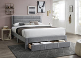 Luxury Contemporary Look 1pc Full Size Bed w Storage Drawer Gray Corduroy Headboard Bedroom Furniture