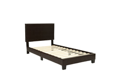 Modern Brown 1pc Twin Size Bed Faux Leather Upholstered Bedframe Bedroom Furniture Adjustable Headboard