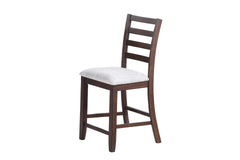 Ladder Back Design Walnut Color Set of 2pc Counter Height Chairs Padded Seat Curved Back Legs Dining Room High Chair
