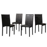 Citico Metal Dinette Set with Laminated Faux Marble Top, White Table with Black Chairs, 5 Piece