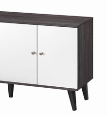 Amidon TV Stand for TVs up to 63", with 2 Storage Shelves& 1 Cabinet, Modern Entertainment Centre for TV in Living Room in Dark Gray + White