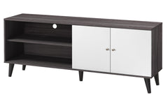 Amidon TV Stand for TVs up to 63", with 2 Storage Shelves& 1 Cabinet, Modern Entertainment Centre for TV in Living Room in Dark Gray + White