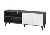 Amidon TV Stand for TVs up to 63", with 2 Storage Shelves& 1 Cabinet, Modern Entertainment Centre for TV in Living Room in Dark Gray + White