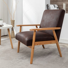 25.38'' Wide Classic Mid-Century Modern Arm Chair, Dark Brown